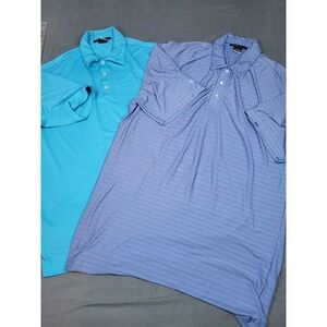 Lot Of 2 Tiger‎ Woods Collection Shirt Mens Large Blue Light Golf Performance